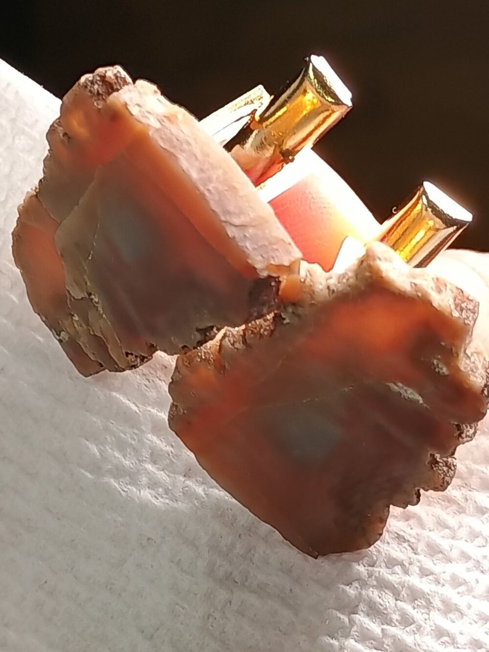 Vintage Harvey Avedon Sliced Agate Stone Cufflinks Mid Century Gold Tone